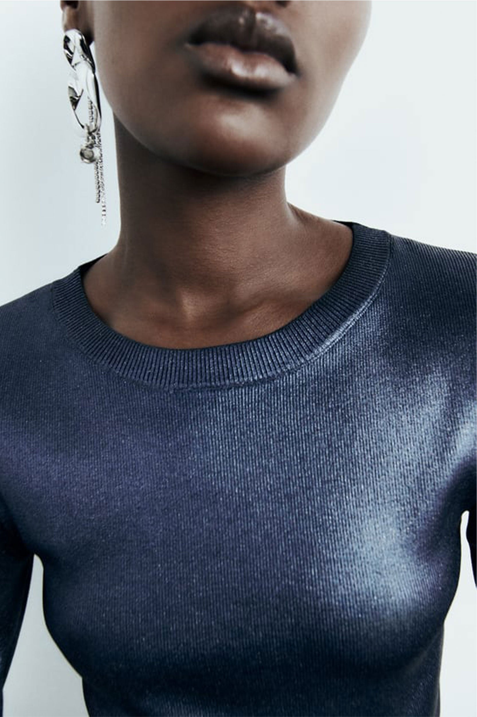 ZARA FOIL KNIT CROP TOP