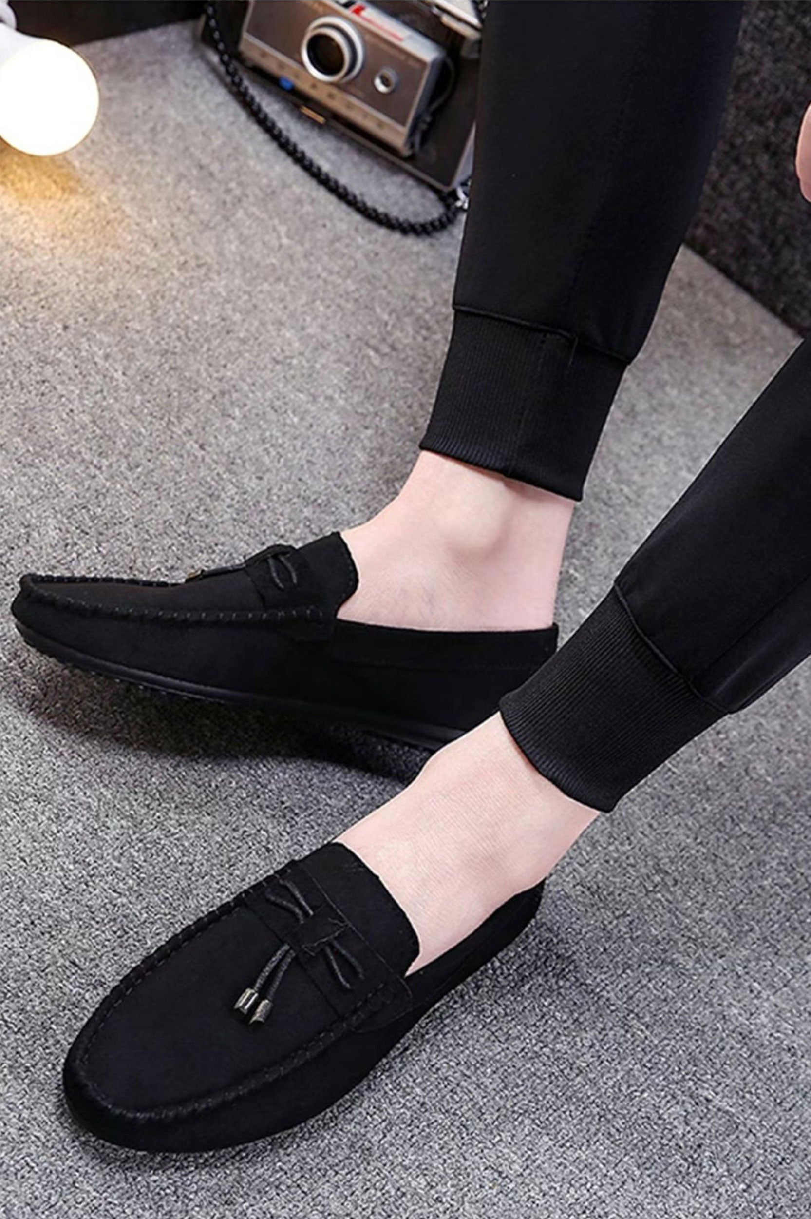 MENS LACE UP LOAFERS BLK SUEDE