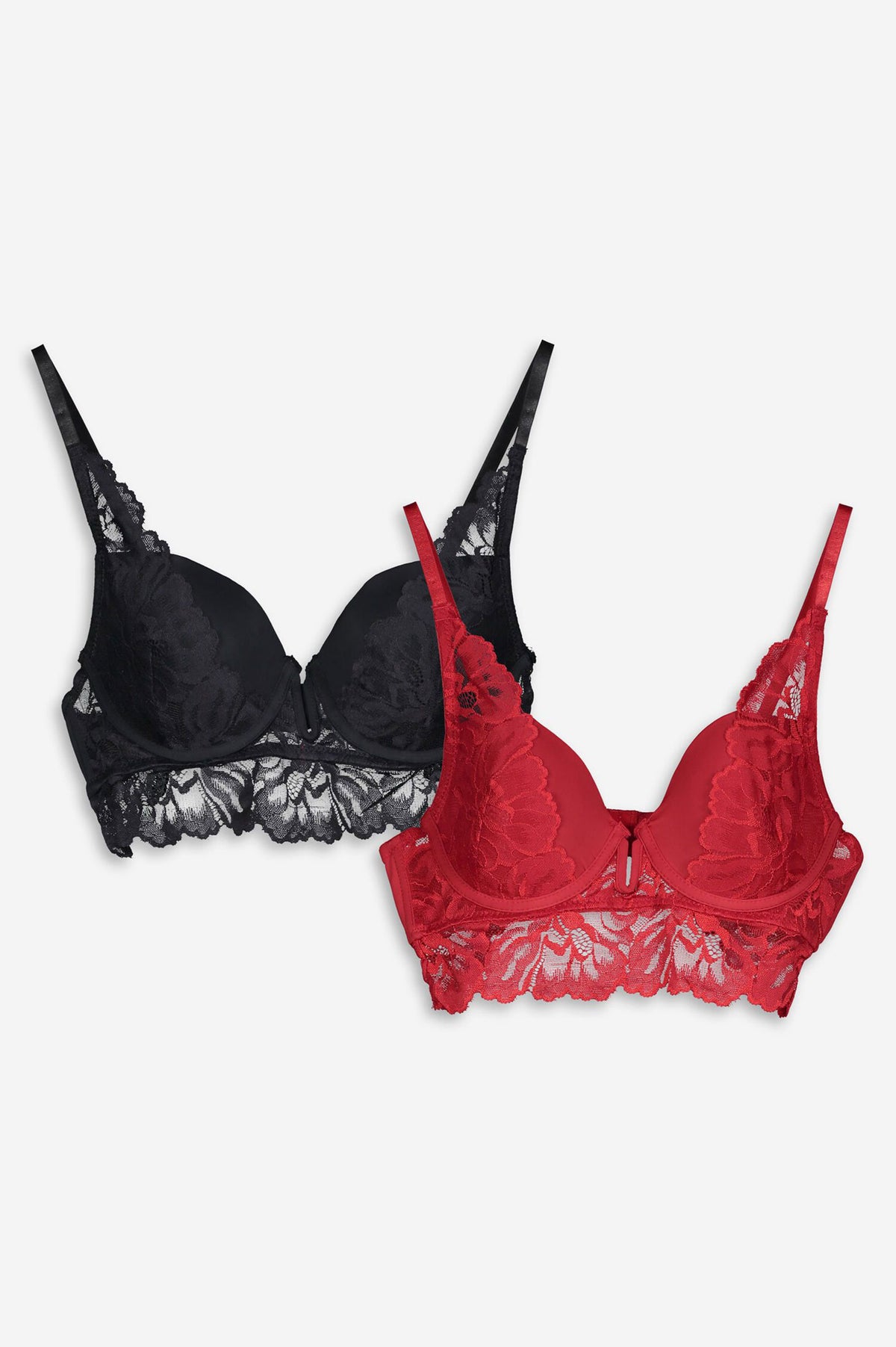 MARILYN MONROE TWO PACK RED AND BLACK LACE BRALETT