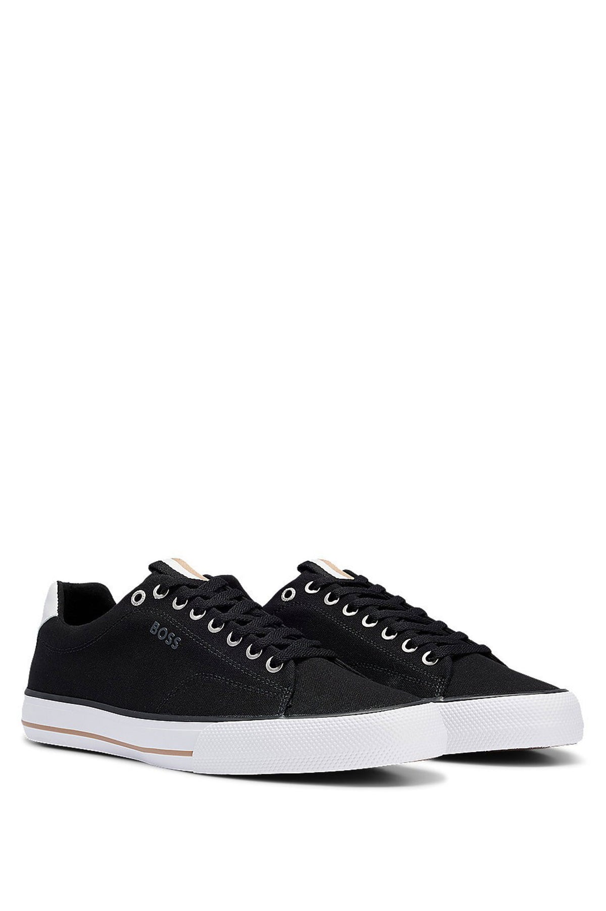 HUGO BOSS COTTON-CANVAS TRAINERS WITH SIGNATURE-STRIPE TRIM