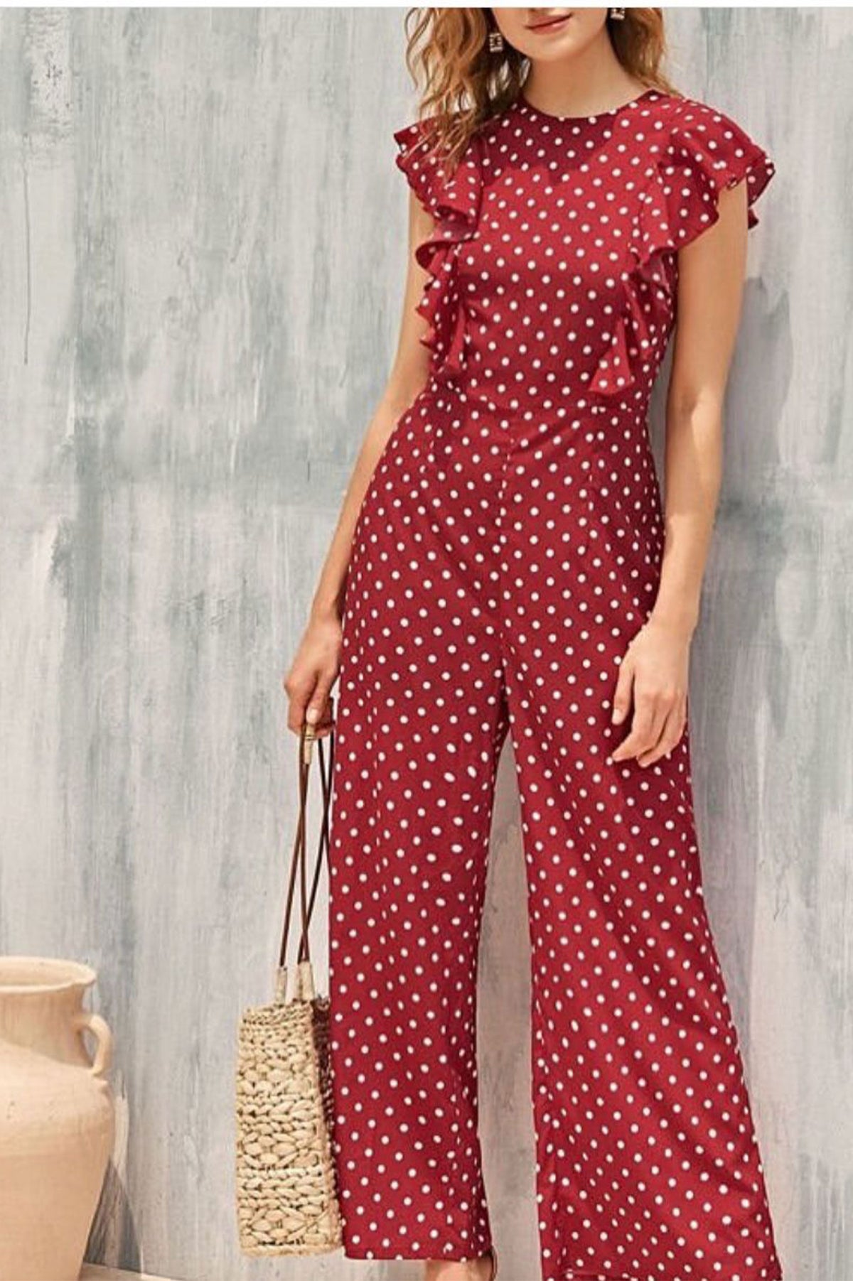 SHEIN POLKA DOT SLEEVELESS WIDE LEG JUMPSUIT