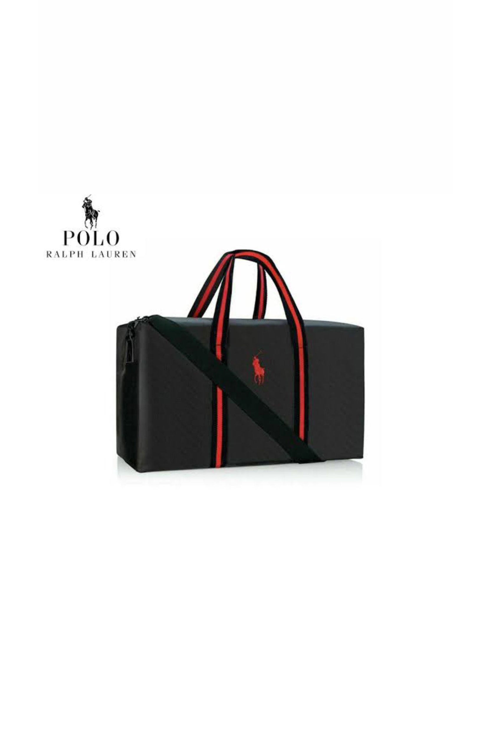 POLO RALPH LAUREN BLACK RED WEEKEND TRAVEL GYM HOLDALL DUFFEL BAG boudiourcollections