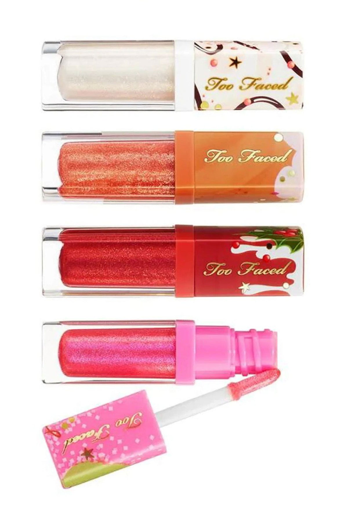 TOO FACED SET OF 4 GLOSS TOO FACED SHIMMER LIP GLASTOO FACEDS