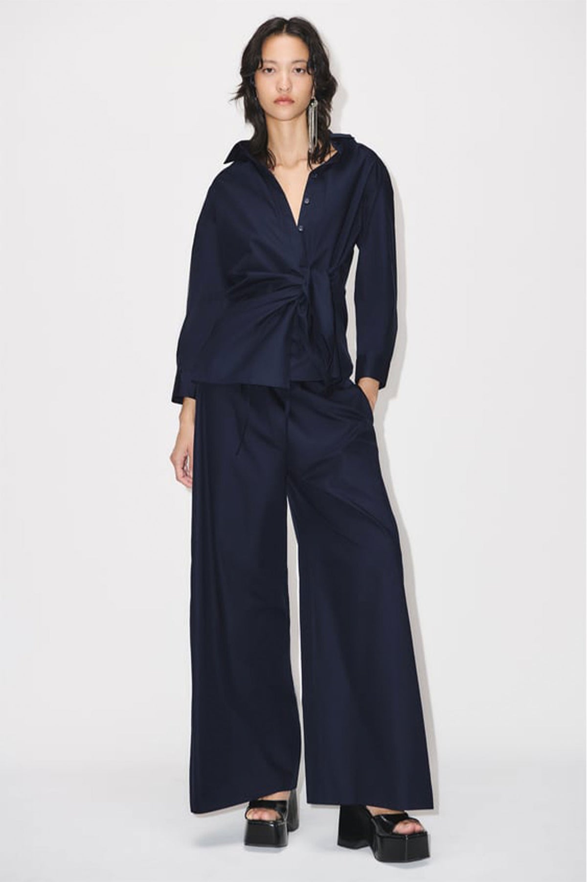 ZARA WIDE-LEG POPLIN TROUSERS