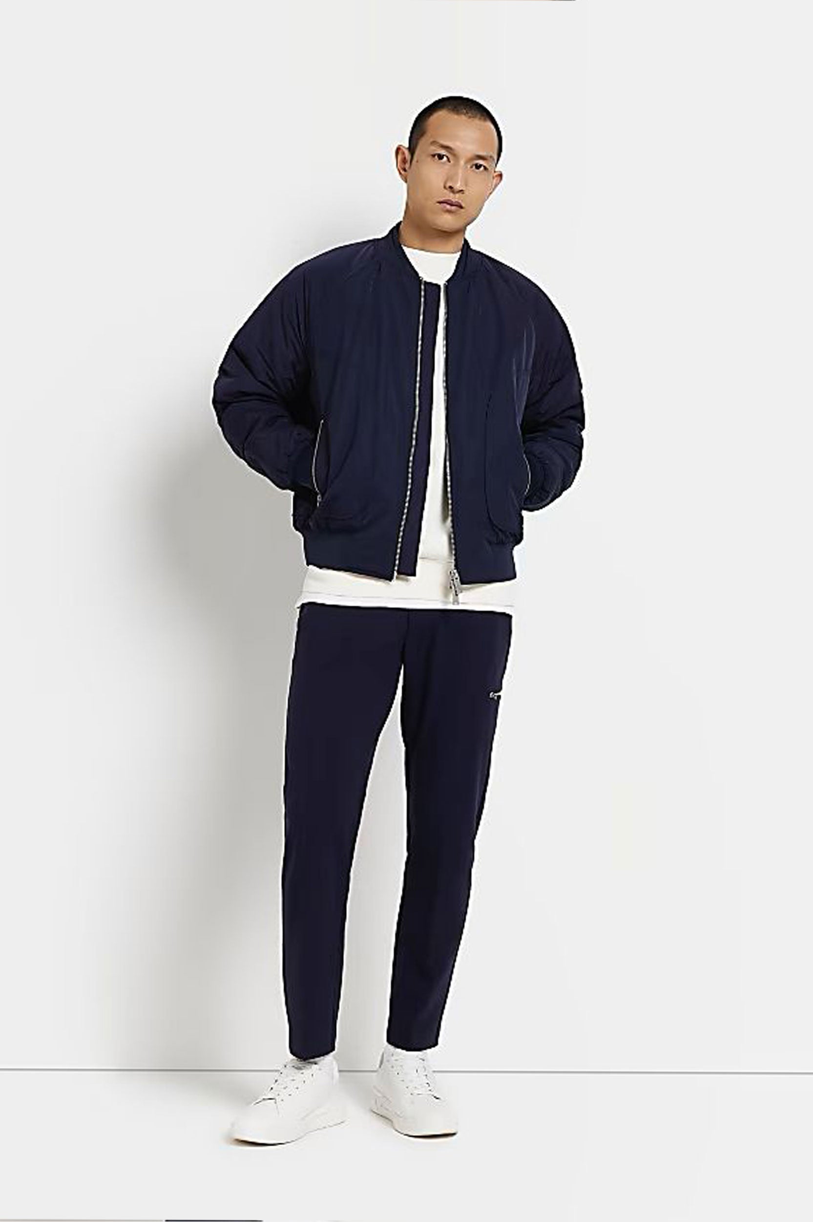 River Island - Navy Regular Fit  Bomber Jacket