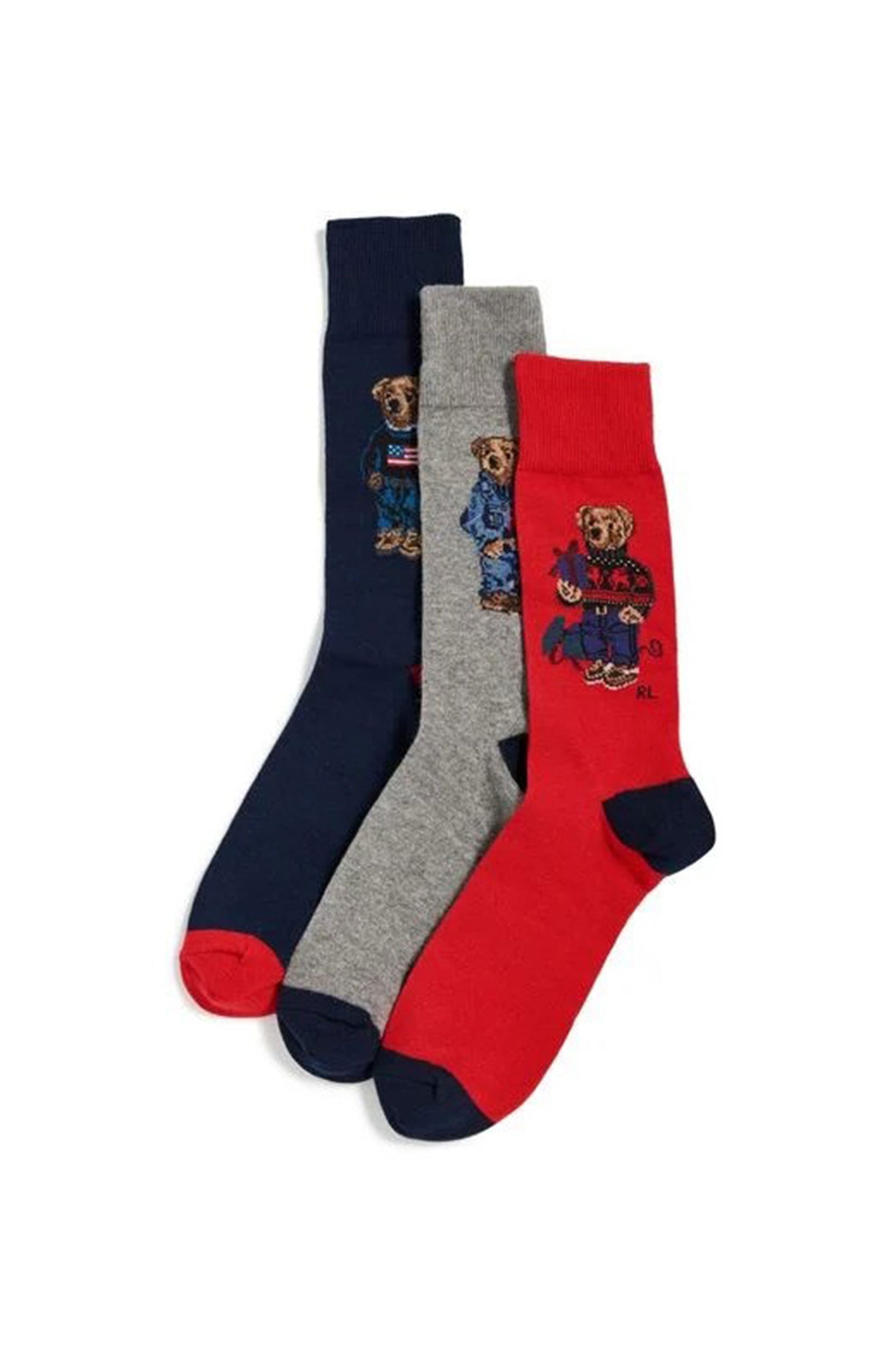 POLO RALPH LAUREN POLO BEAR 3 SOCK GIFT SET FISHER BEAR